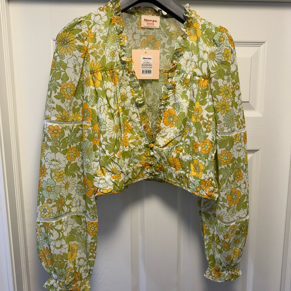 Showpo Floral Top with Green and Yellow
